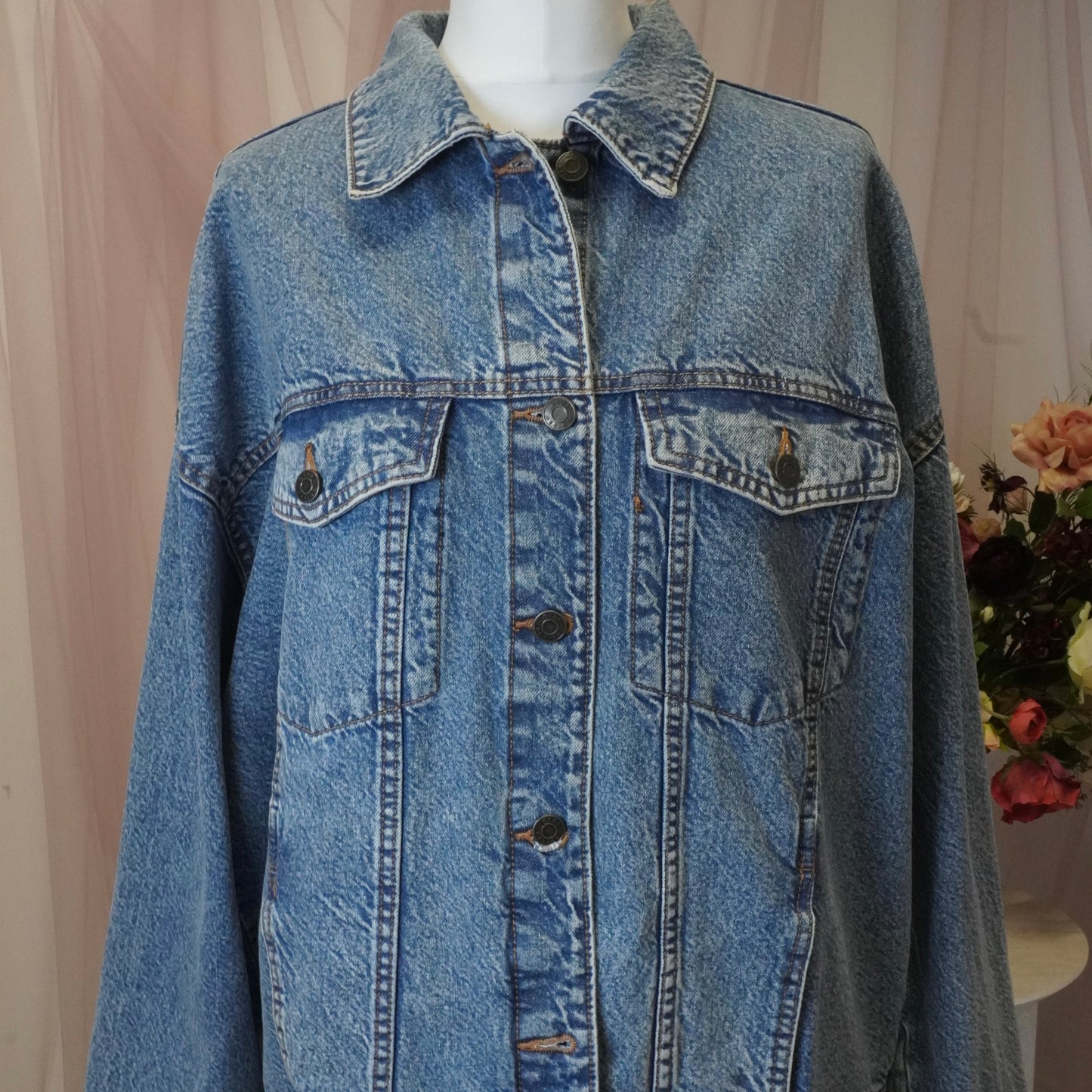 Wild Heart Tiger Embroidered Denim Jacket – Women’s Oversized Vintage Style