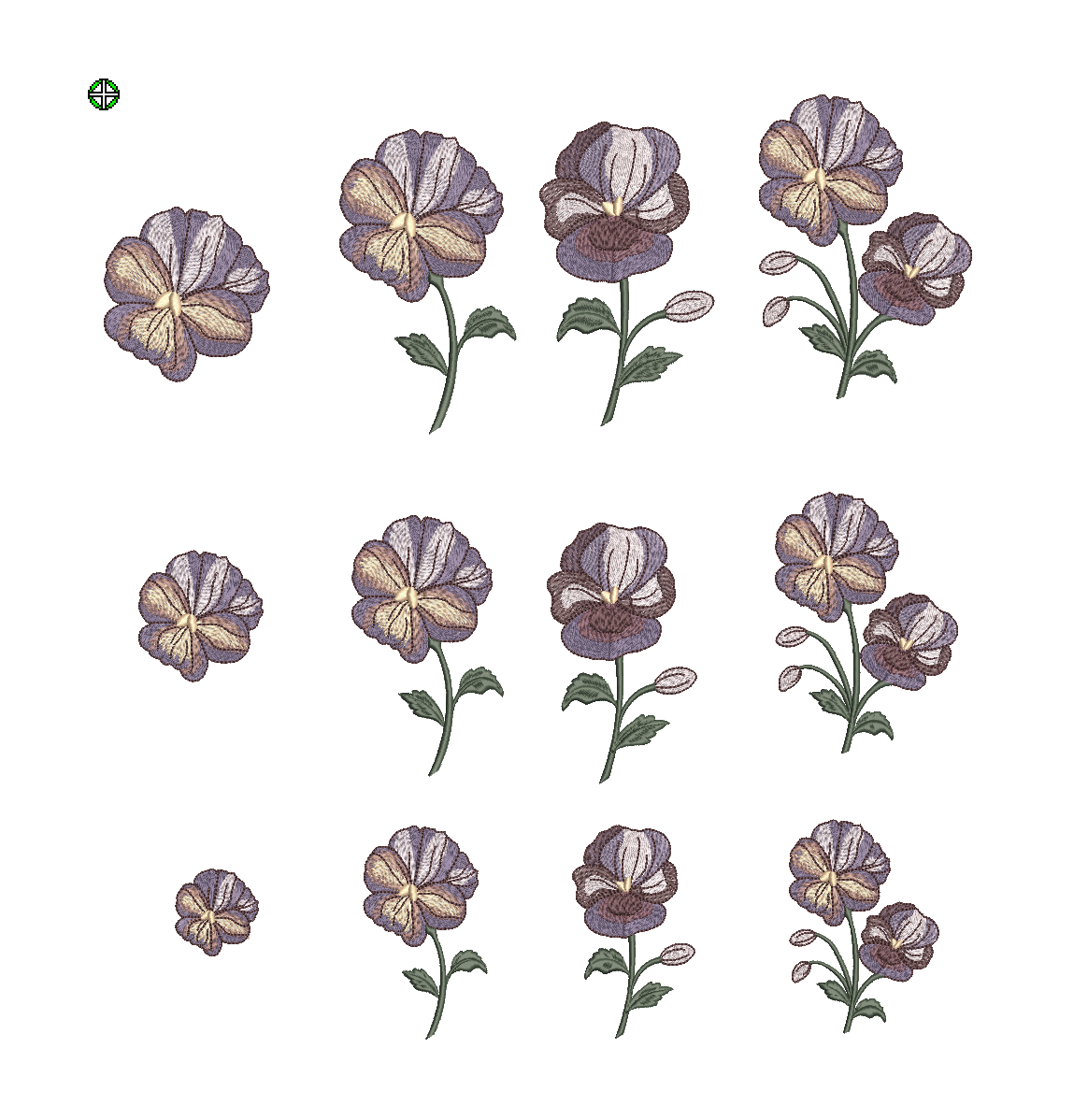 Pansy Machine Embroidery Files | 12 Floral Designs