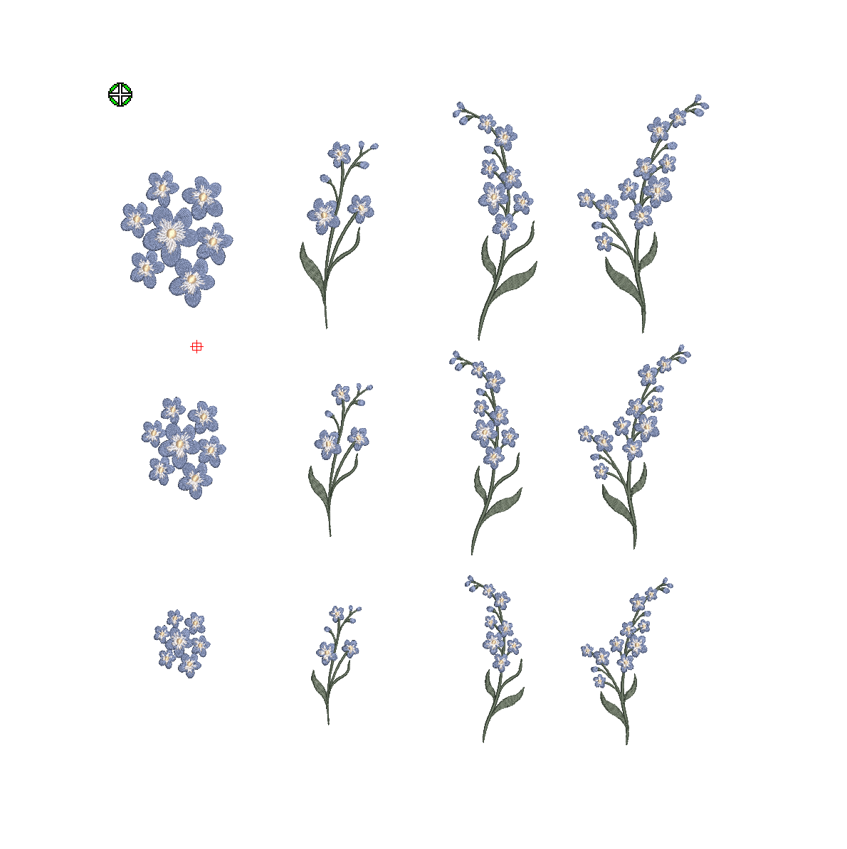 Forget-Me-Not Machine Embroidery Files | 12-Piece Floral Collection