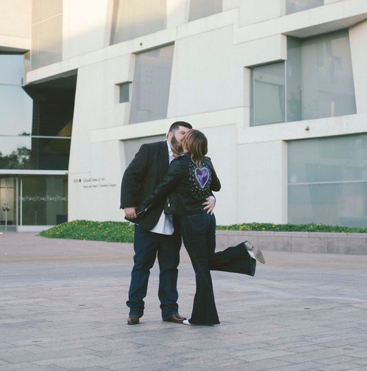 Celestial Love Heart Name Embroidered Faux Leather Jacket
