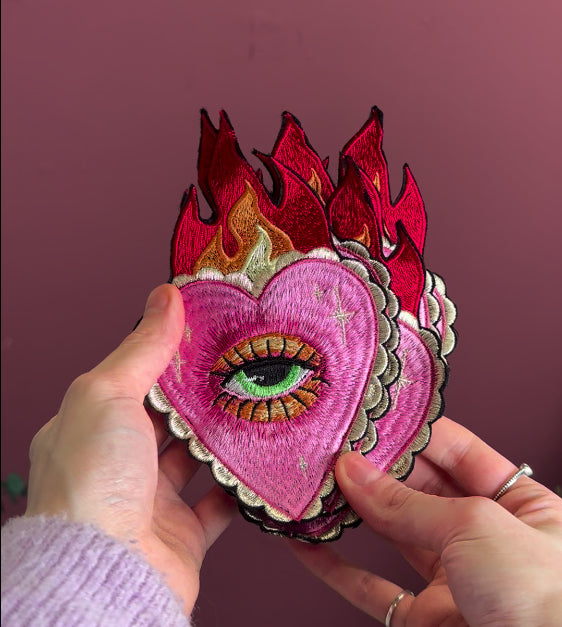 Sacred Heart Flame Eye Tarot Patch (10 x 16.5cm)