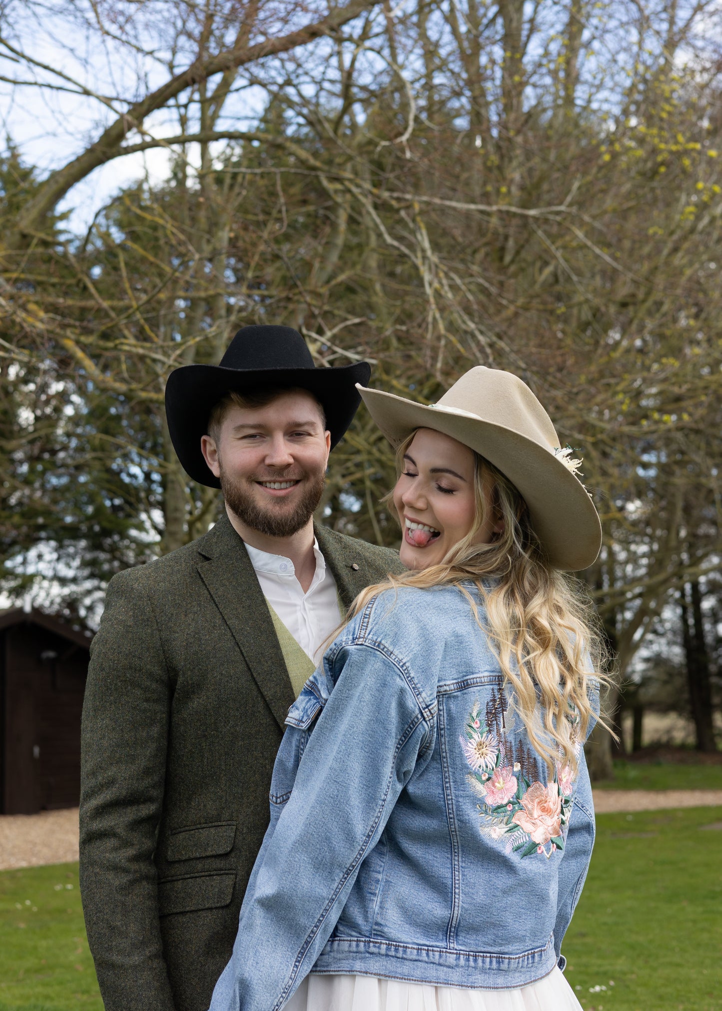 Personalised Mountain Floral Bridal Denim Jacket | Custom Mountain Embroidered Levi's® Wedding Jacket