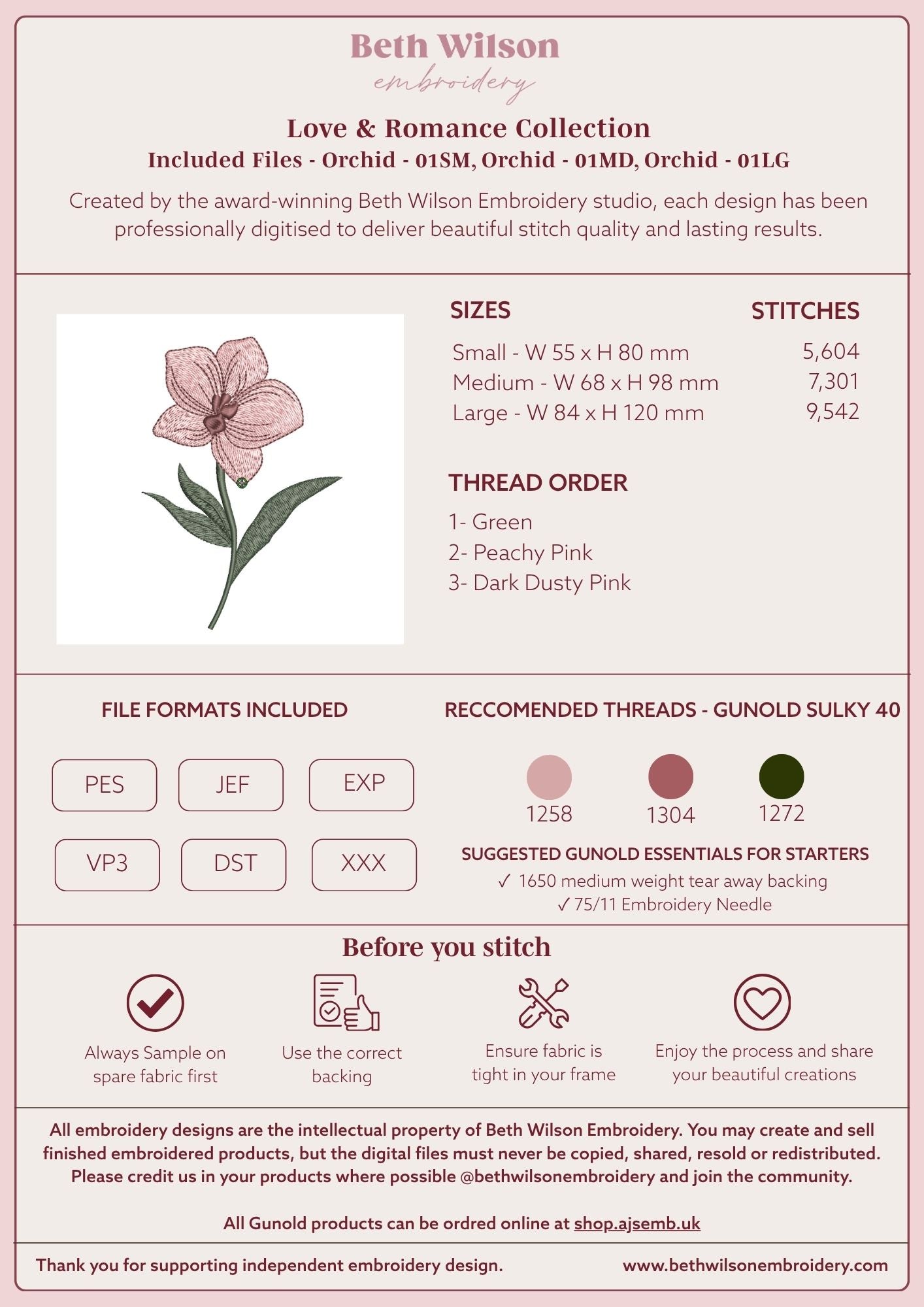 Orchid 01 Digital Download Embroidery File - Instant Download