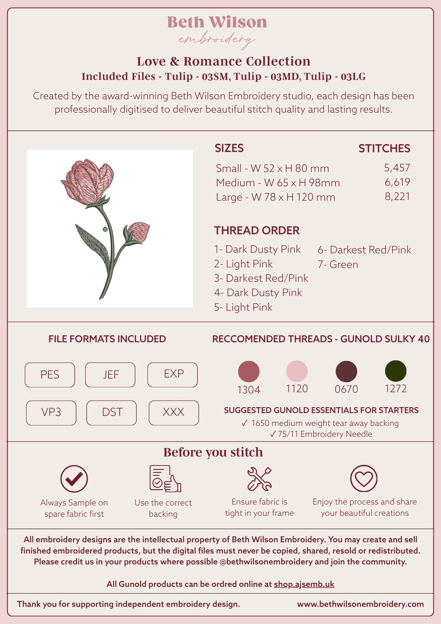 Tulip 03 Digital Download Embroidery File - Luxury Instant Download
