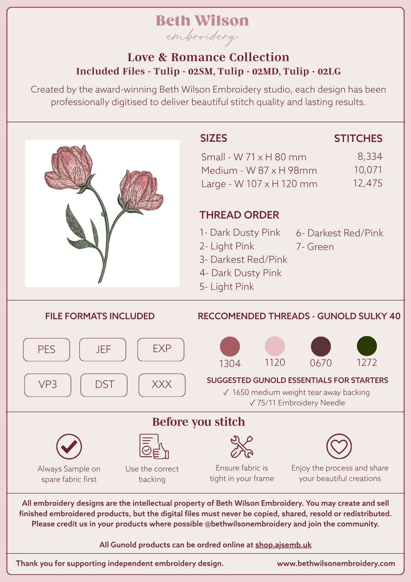 Tulip 02 Digital Download Embroidery File - Luxury Instant Download
