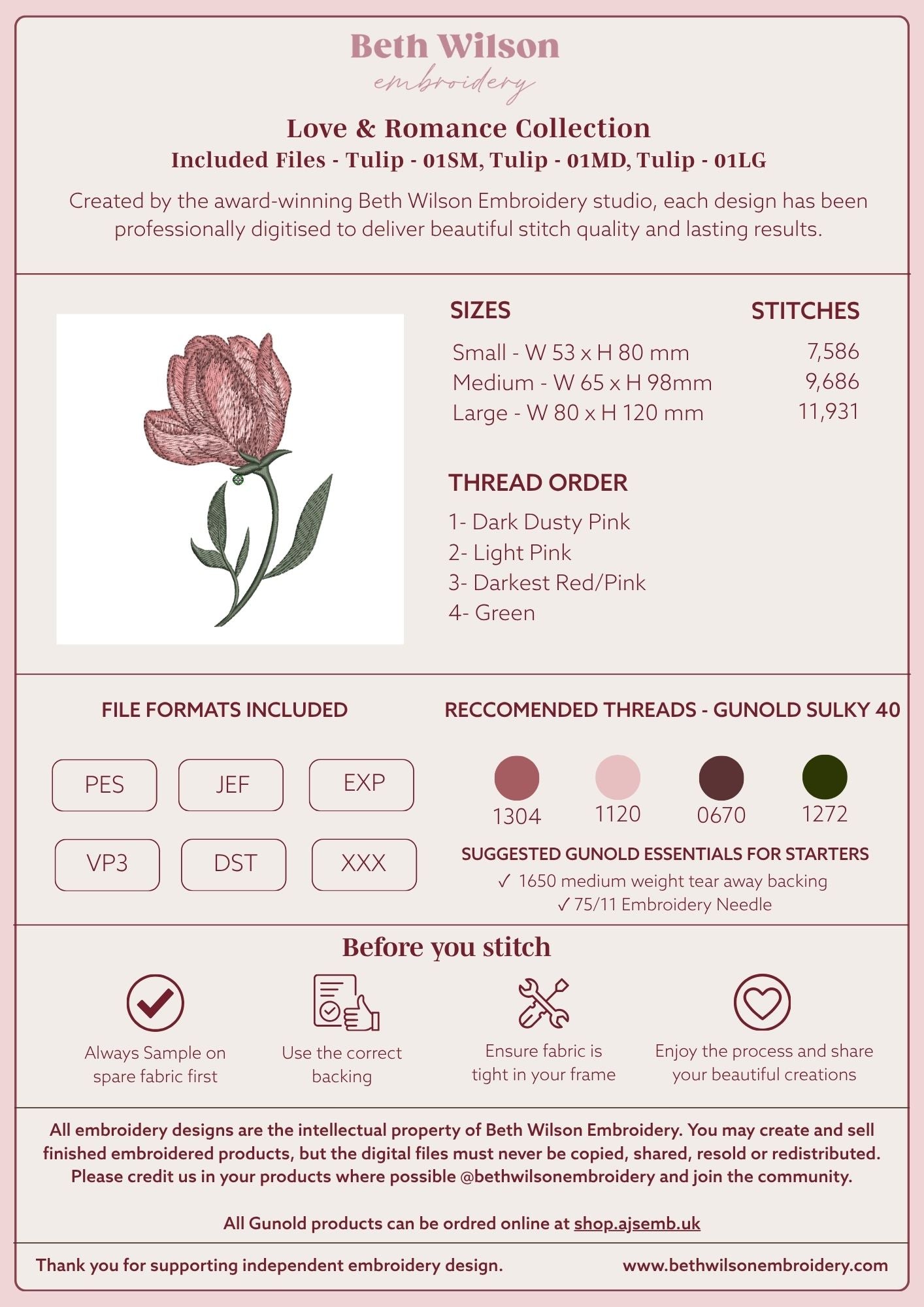 Tulip 01 Digital Download Embroidery File - Luxury Instant Download