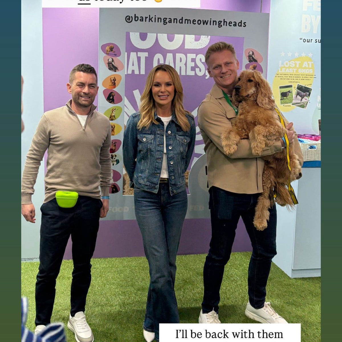 Amanda Holden wearing Beth Wilson Embroidery embroidered denim jacket for Barking Heads at Crufts 2026
