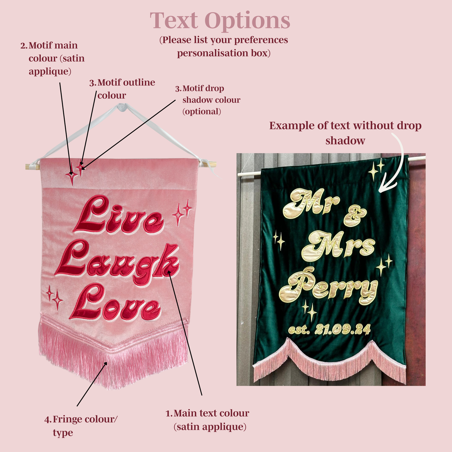 Medium Custom Embroidered Wedding Banners & Luxury Event Signage