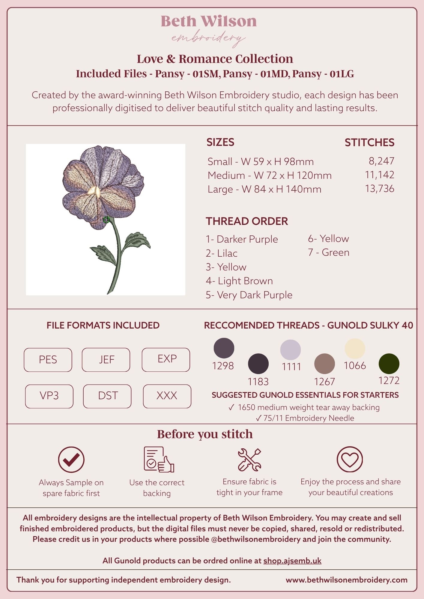 Pansy 01 Digital Download Embroidery File - Luxury Instant Download