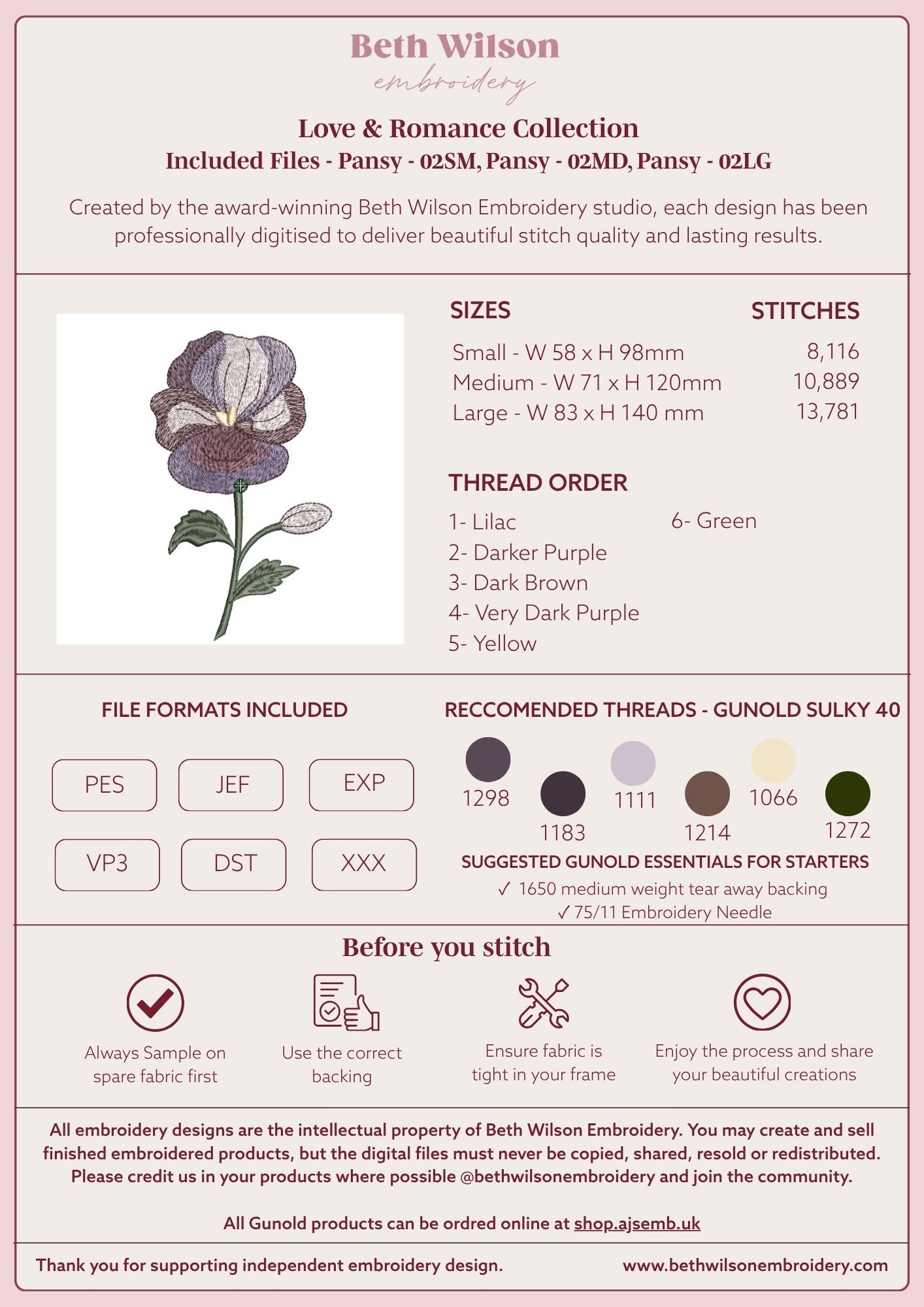 Pansy 02 Digital Download Embroidery File - Luxury Instant Download