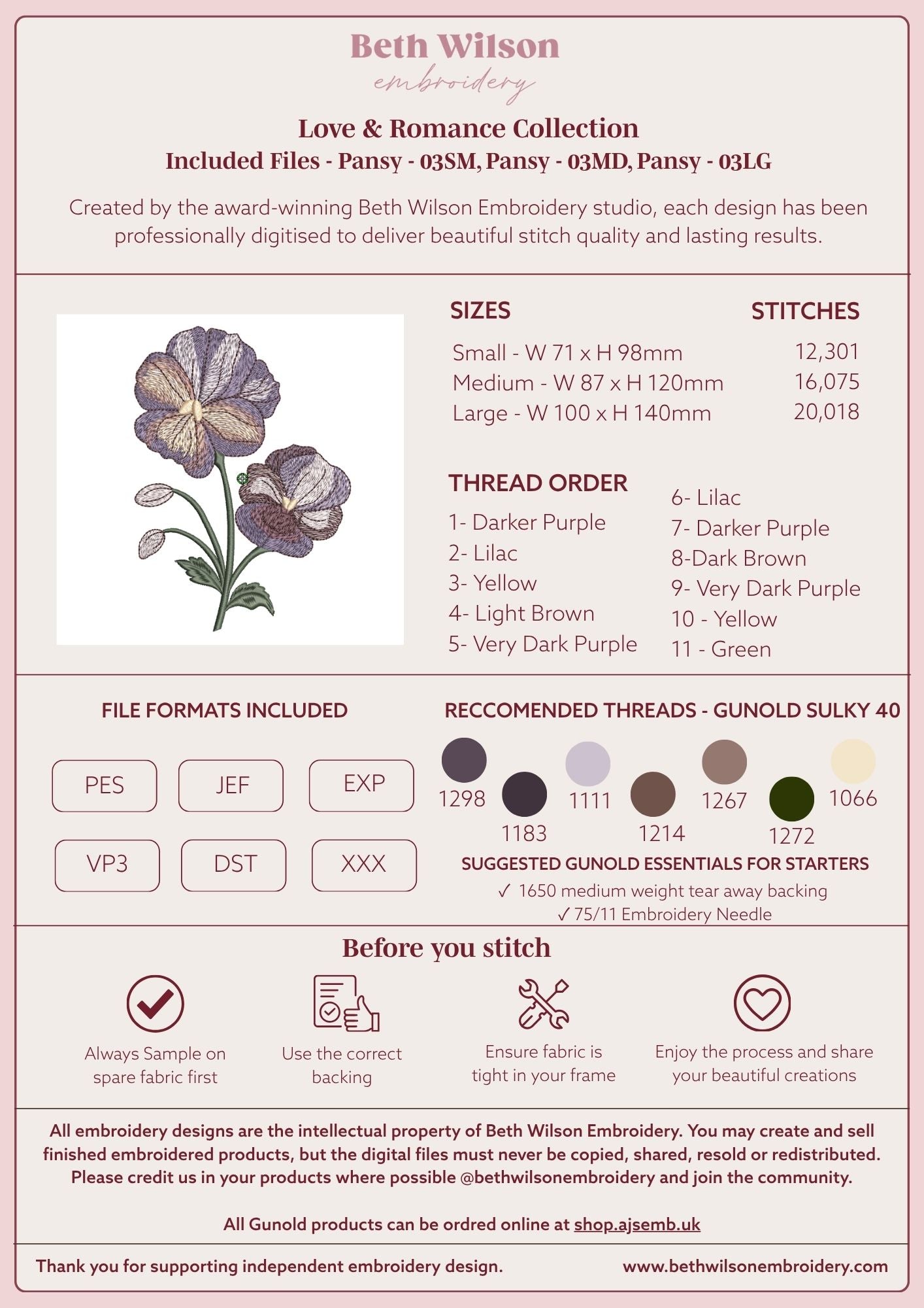 Pansy 03 Digital Download Embroidery File - Luxury Instant Download
