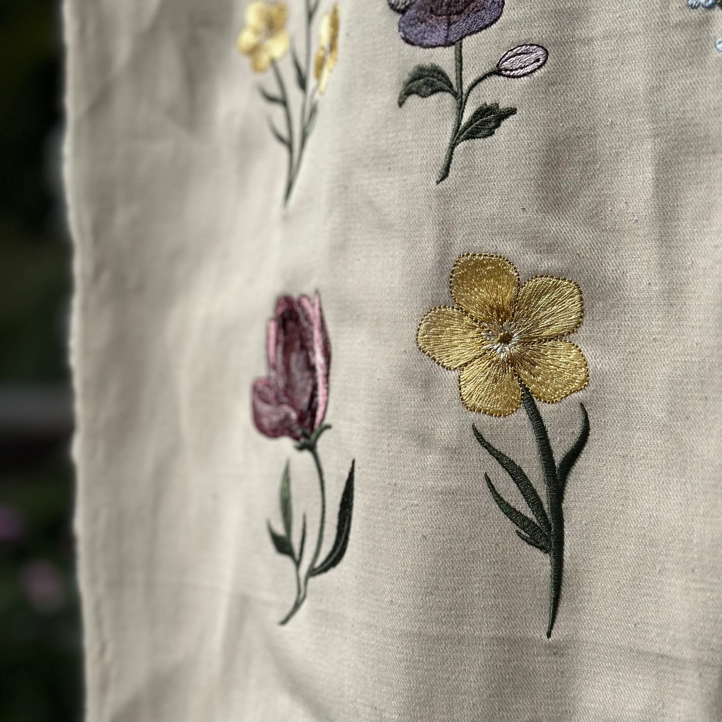 Digital Download file of a stunning buttercup and pansy embroidered onto canvas