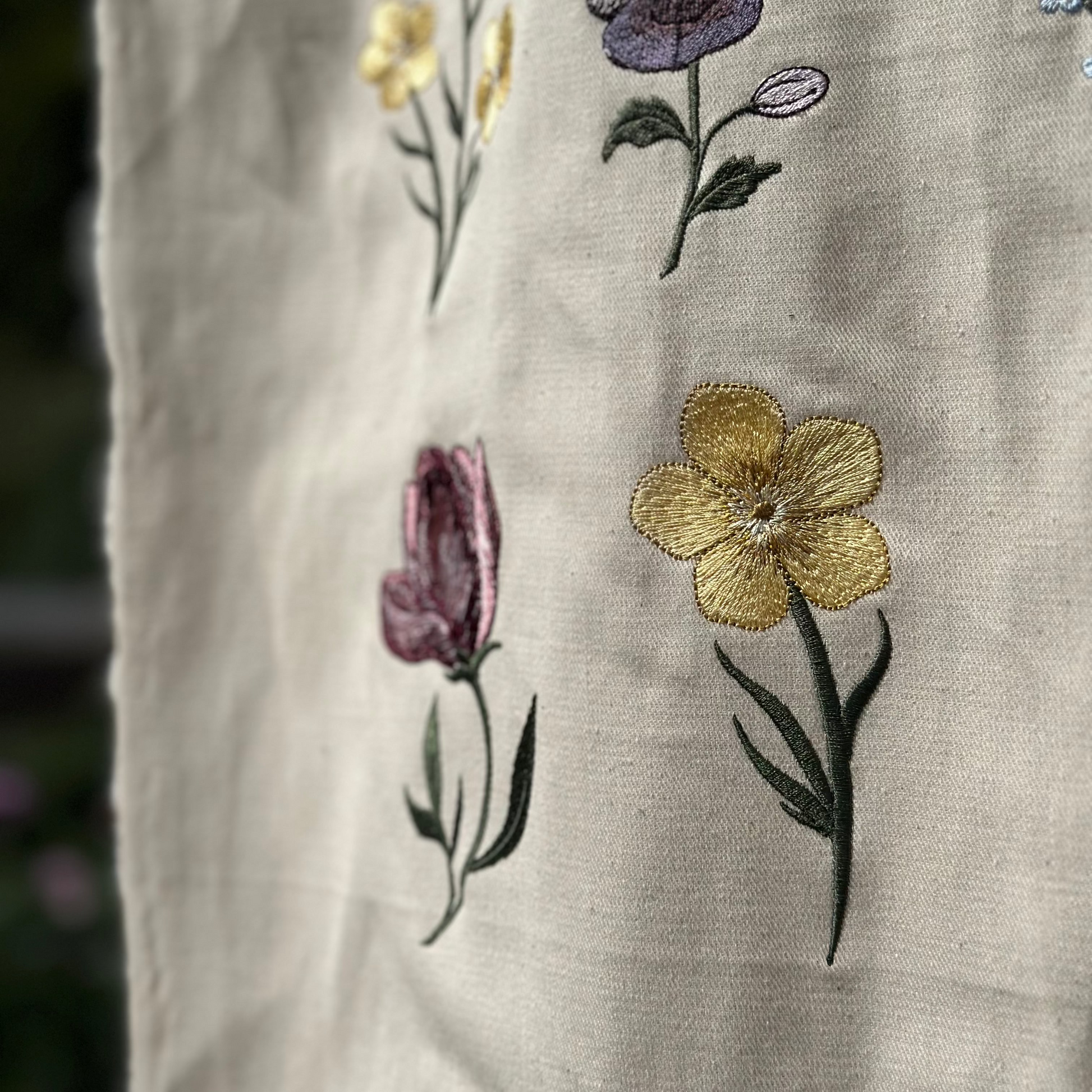 Digital Download file of a stunning buttercup and pansy embroidered onto canvas