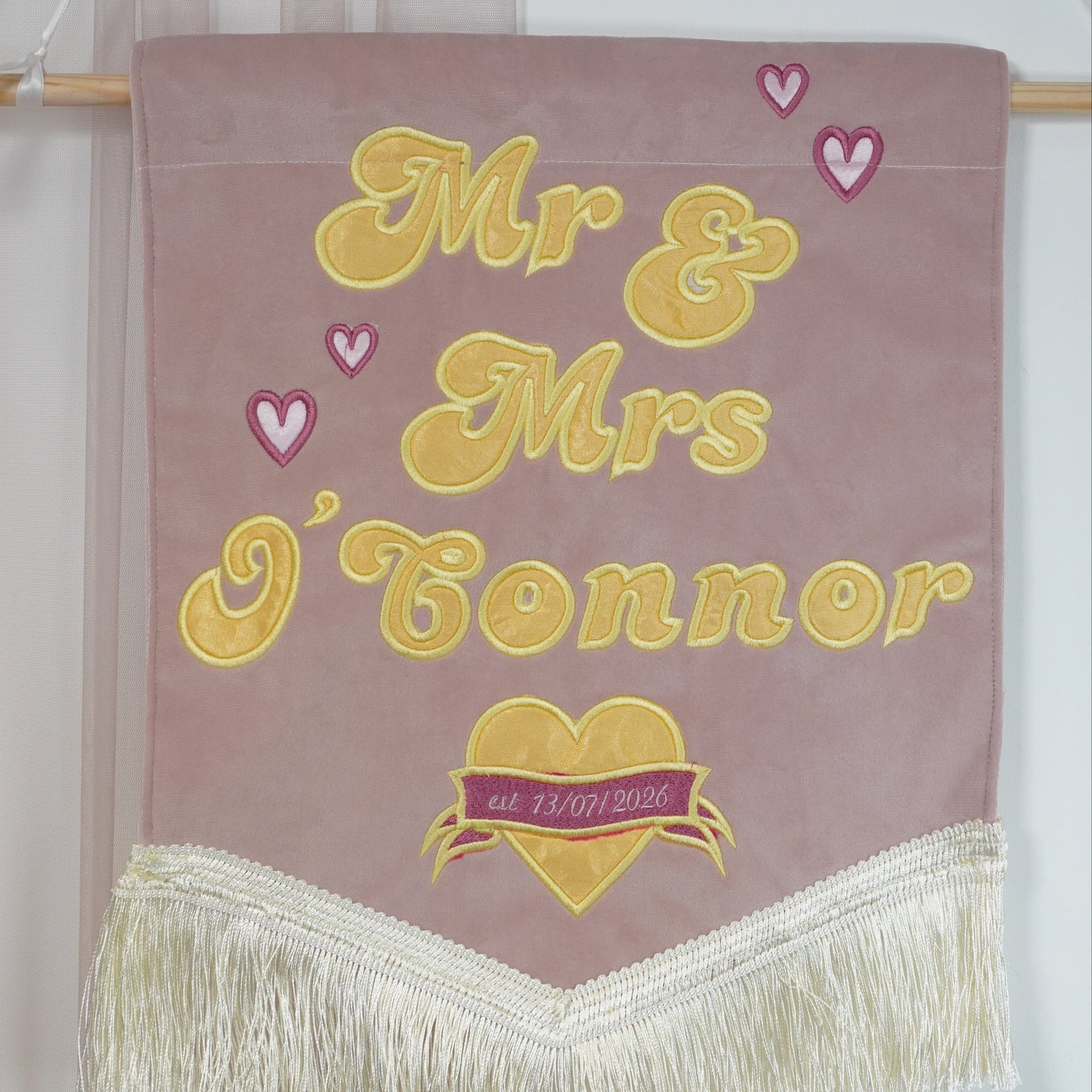 Small Custom Velvet Luxury Wedding Banner - Mr & Mrs