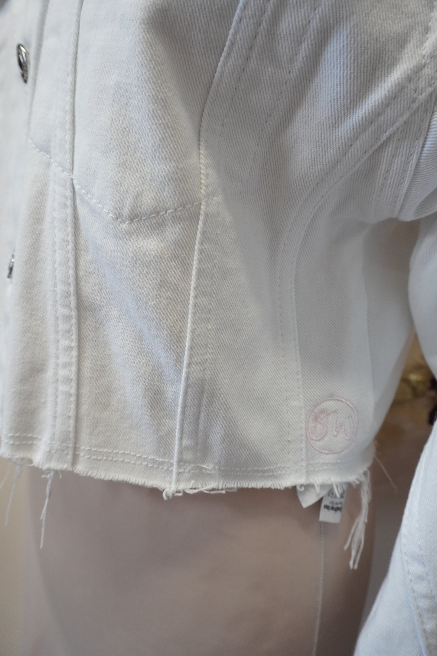 White Denim Wifey Wedding Bridal Jacket Luxury Embroidery Purple Pink Pastel - Women's
