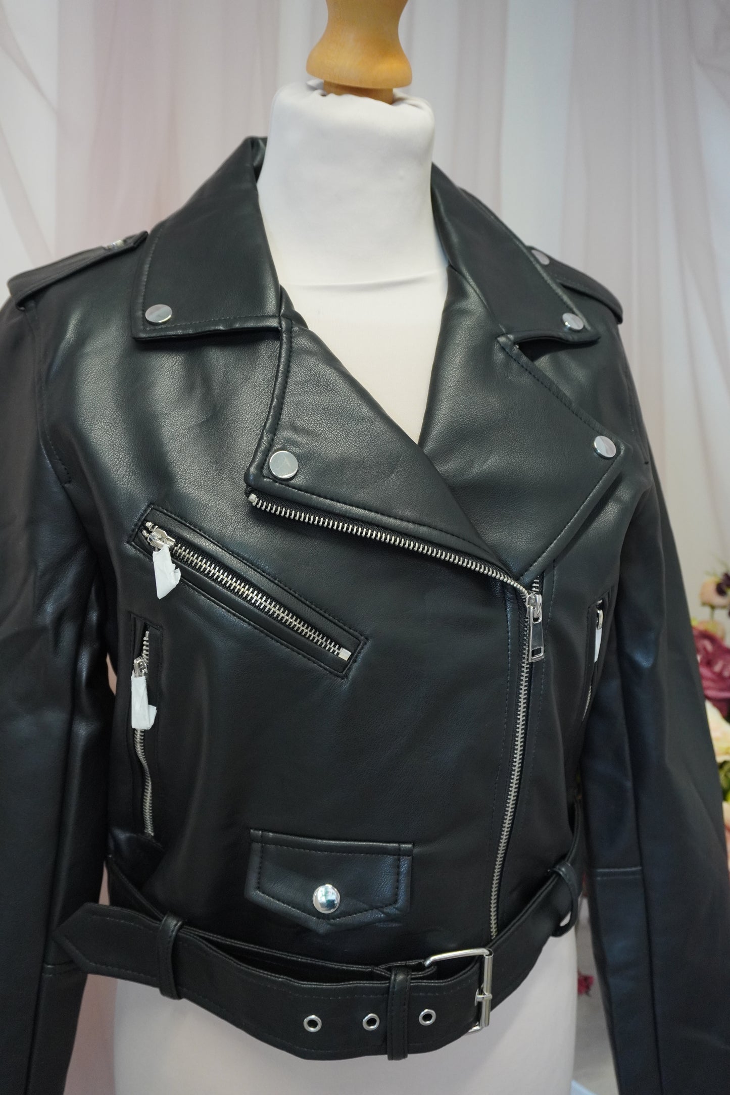 Written In The Stars Celestial Embroidered Black Cropped Faux Leather Jacket - Zodiac Star Sign Clouds Stars Sun Moon