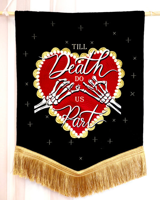 Custom Celestial Heart & Skeleton Banner | Personalised Velvet Wall Art