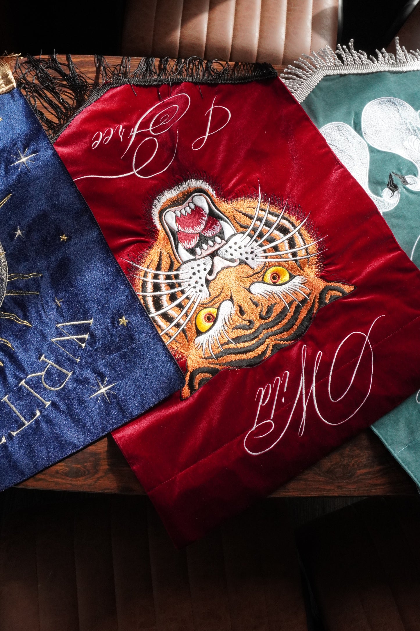 Custom Tiger Embroidered Banner | Personalised Velvet Wall Art
