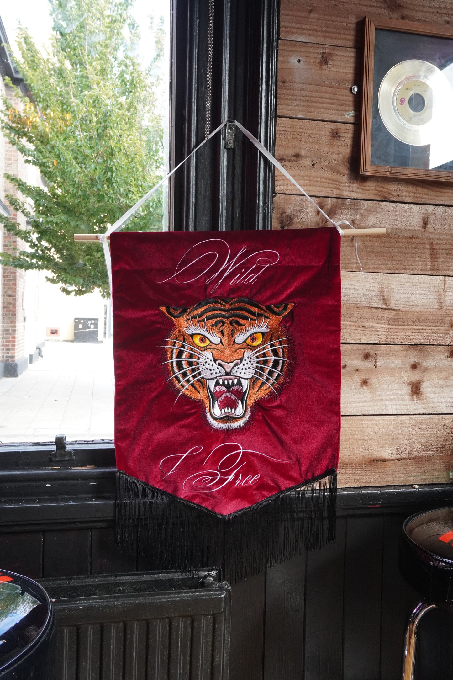 Custom Tiger Embroidered Banner | Personalised Velvet Wall Art