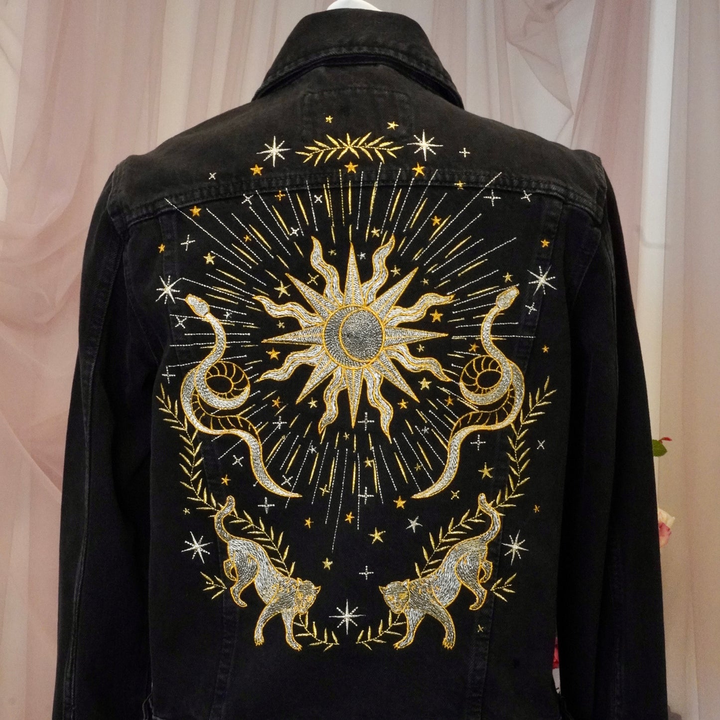 Written in the Stars – Celestial Embroidered Black Denim Jacket