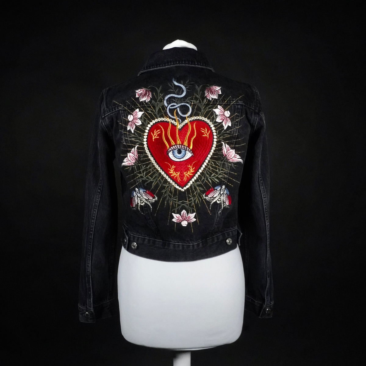 Sacred Heart Embroidered Denim Jacket | Tattoo Inspired Jacket