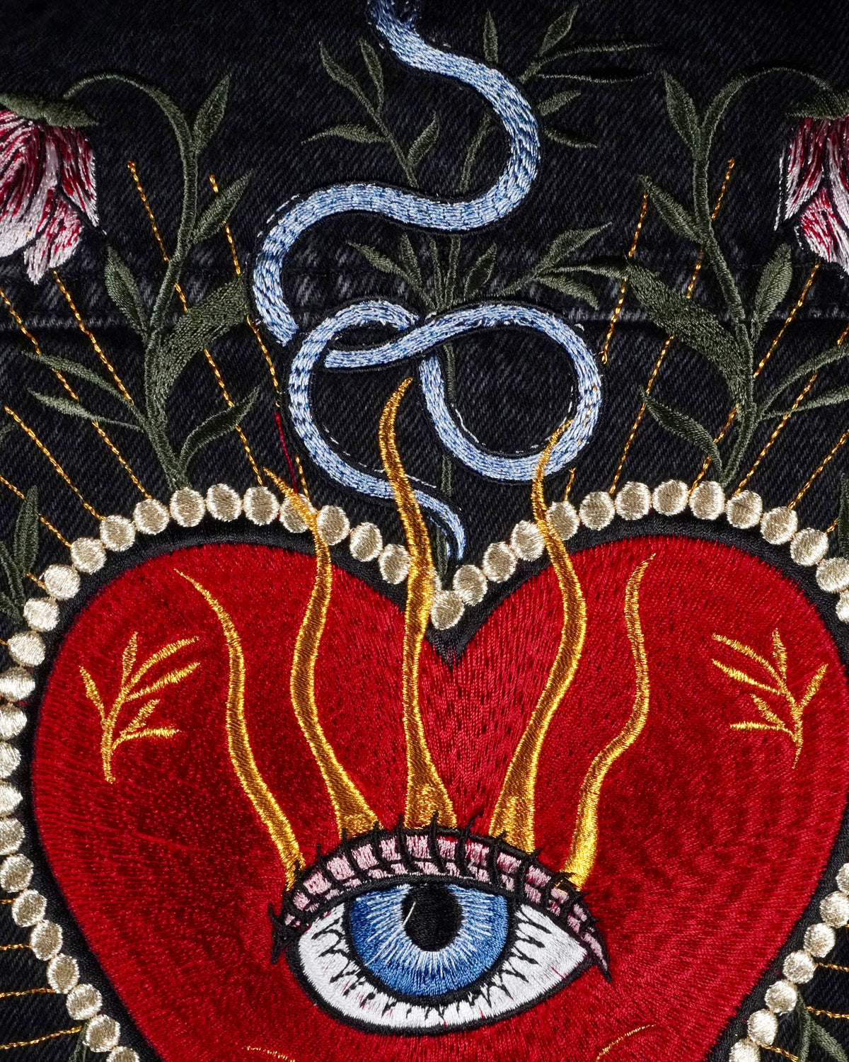 Sacred Heart Embroidered Denim Jacket | Tattoo Inspired Jacket
