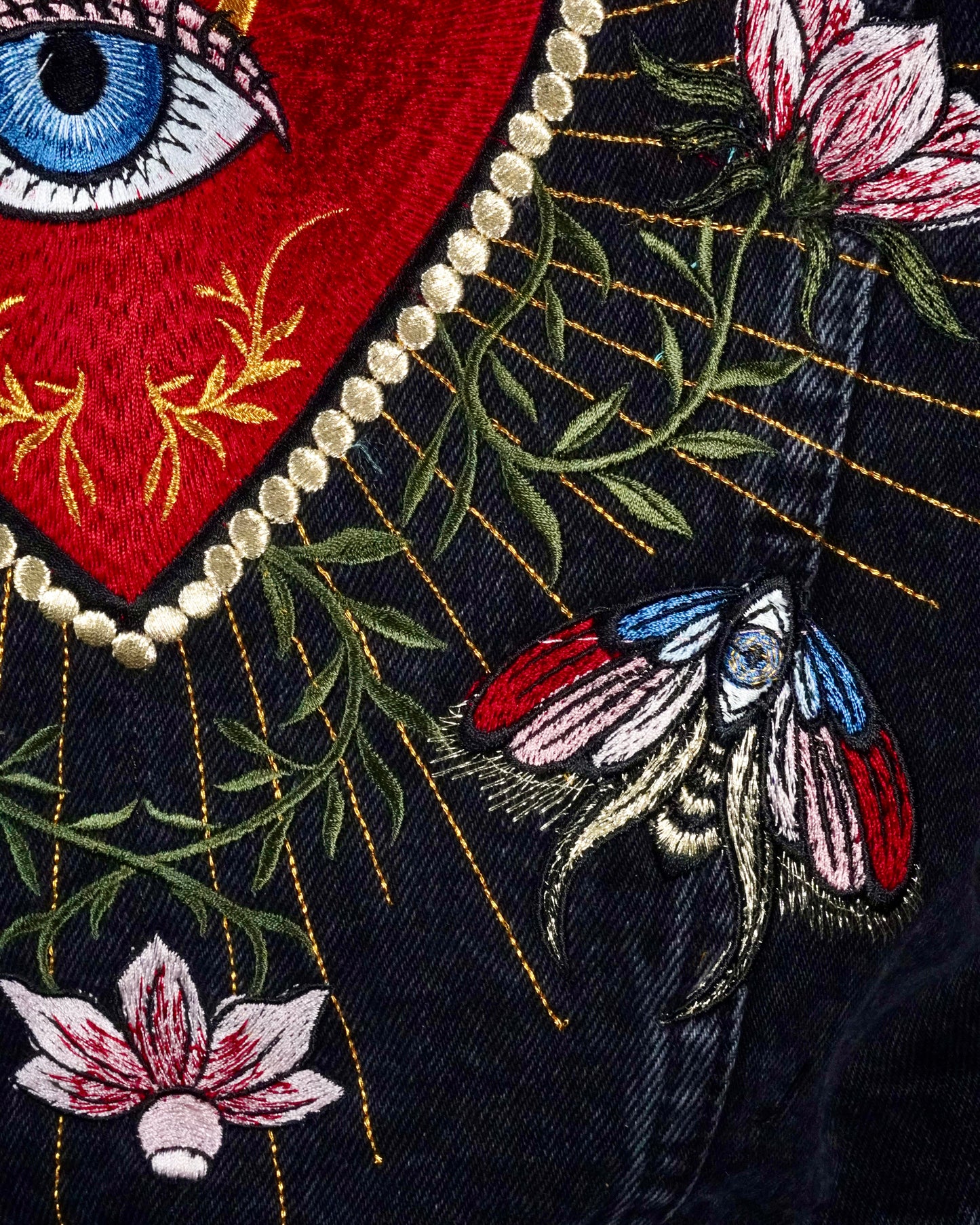Sacred Heart Embroidered Denim Jacket | Tattoo Inspired Jacket