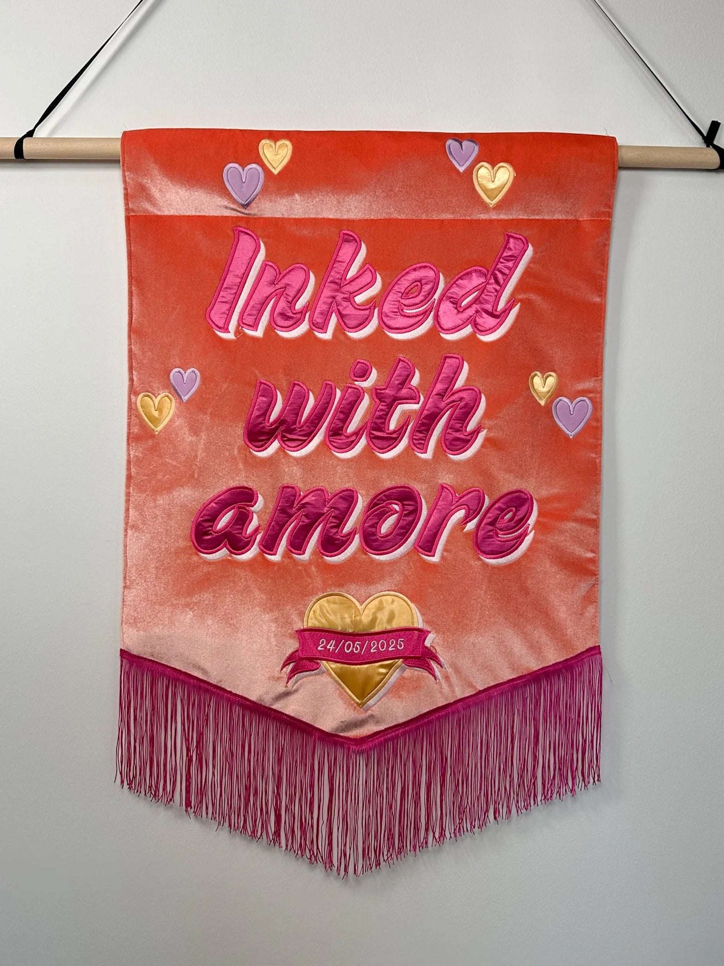 Custom Embroidered Velvet Wedding Banner: Personalized Event Decor