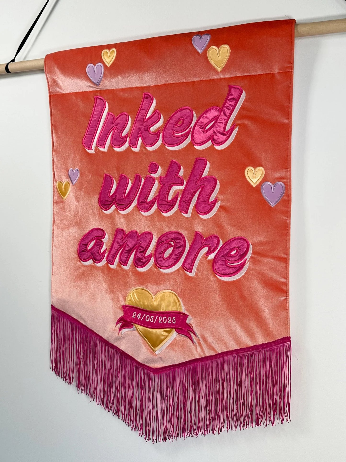 Custom Embroidered Velvet Wedding Banner: Personalized Event Decor