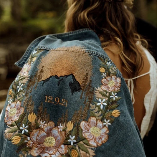 Custom Embroidered Elopement Denim Jacket
