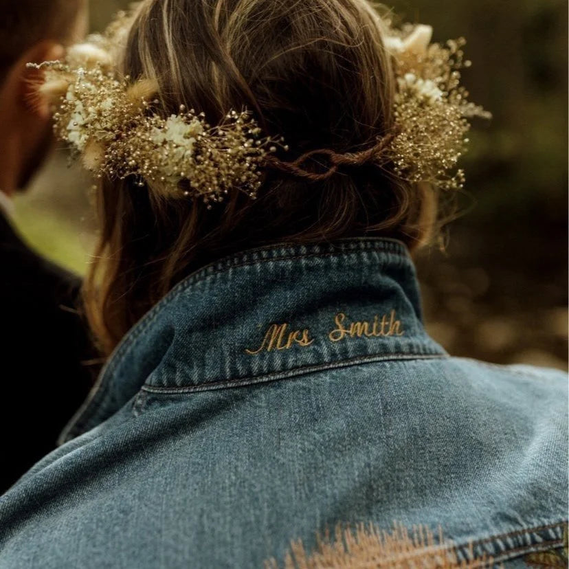 Embroidered Levi’s® Denim Jacket – Original Sunset Floral Mountain Design