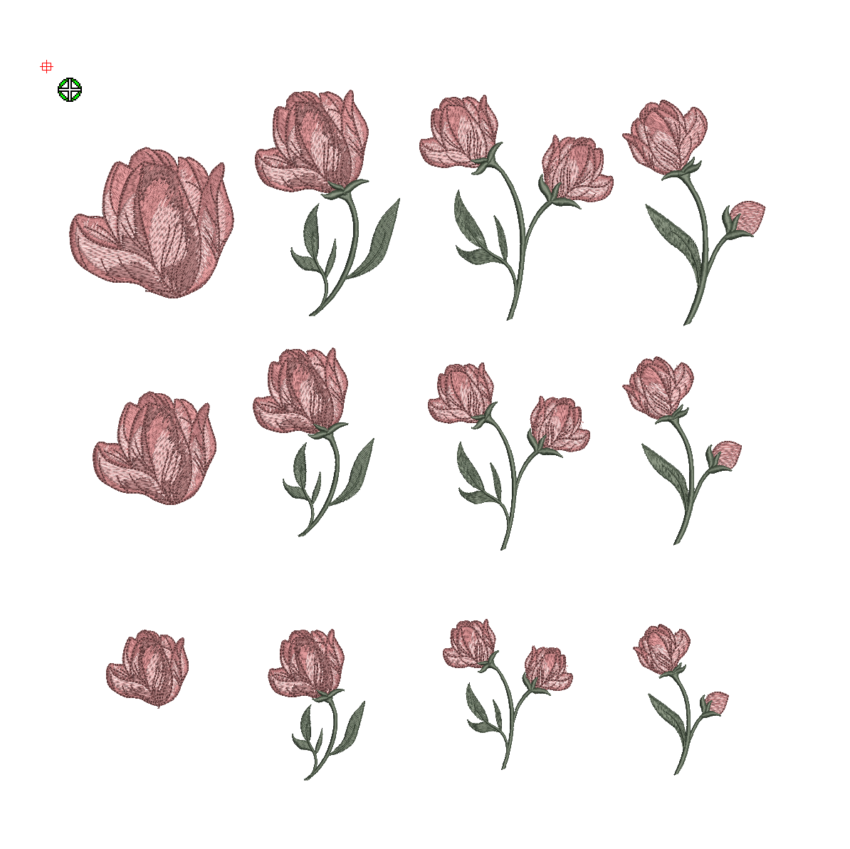 Tulip Machine Embroidery Files | 12 Floral Designs
