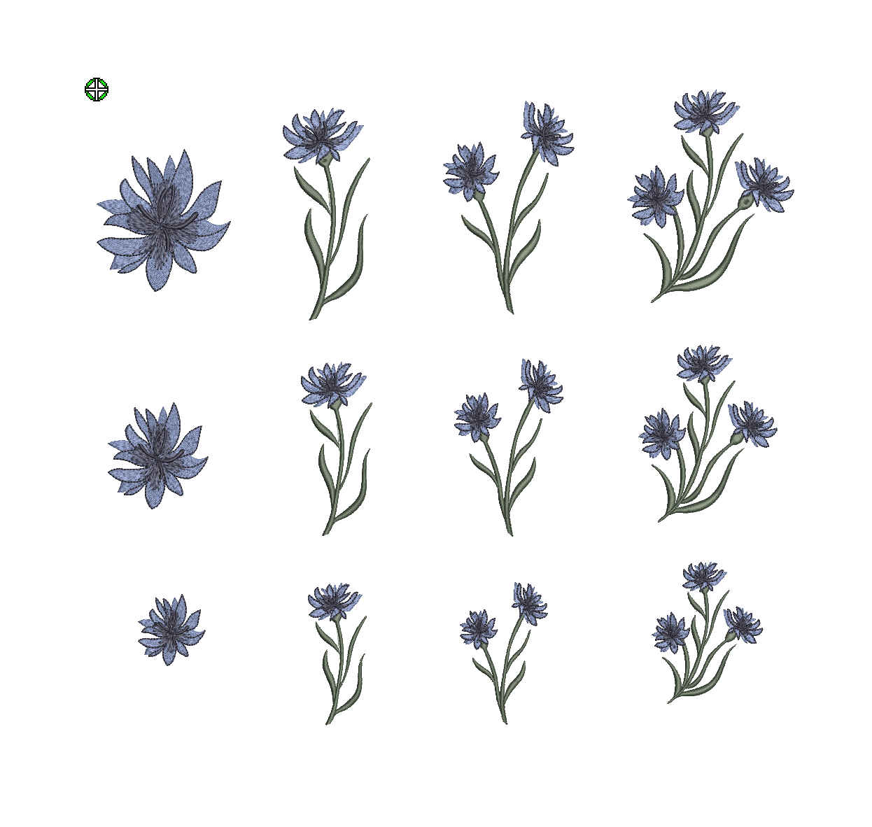 Cornflower Machine Embroidery Files | 12 Floral Designs