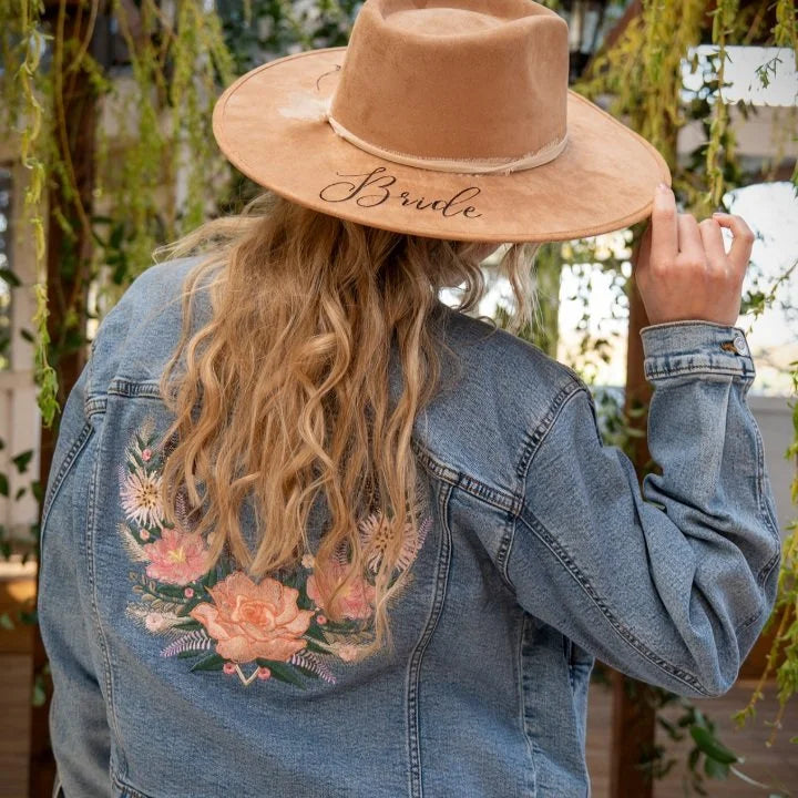 Custom Embroidered Diamond Floral Mountain Denim