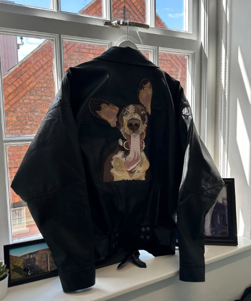 DEPOSIT for Bespoke Embroidered Pet Portrait with Custom Florals