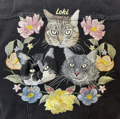 DEPOSIT for Bespoke Embroidered Pet Portrait with Custom Florals