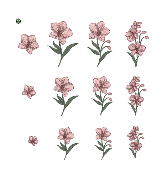 Orchid Machine Embroidery Files | 12 Floral Designs