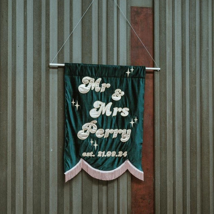 Medium Custom Embroidered Wedding Banners & Luxury Event Signage
