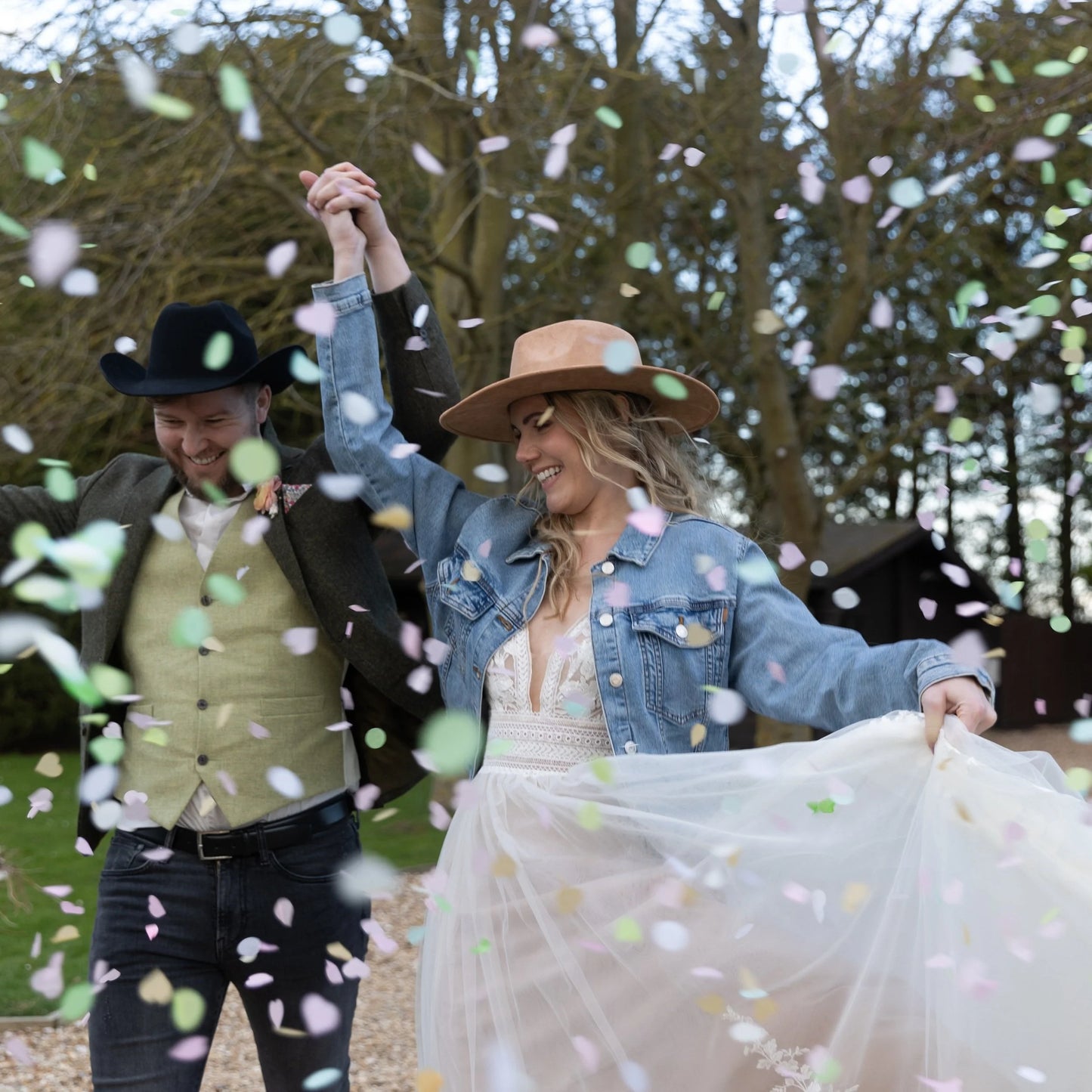 Custom Embroidered Diamond Floral Mountain Denim