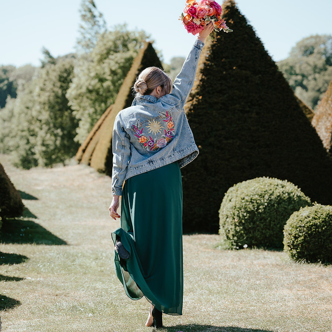 Personalised Sun Celestial Floral Bridal Denim Jacket | Custom Embroidered Levi's® Wedding Jacket (Copy)