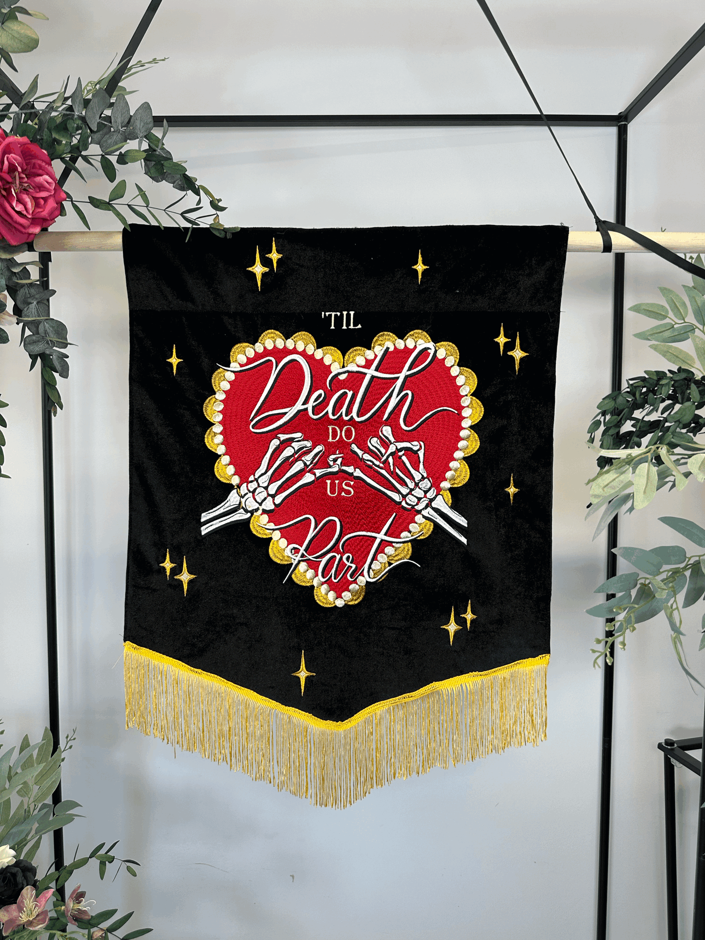 Custom Embroidered Velvet Wedding Banner: Personalized Event Decor