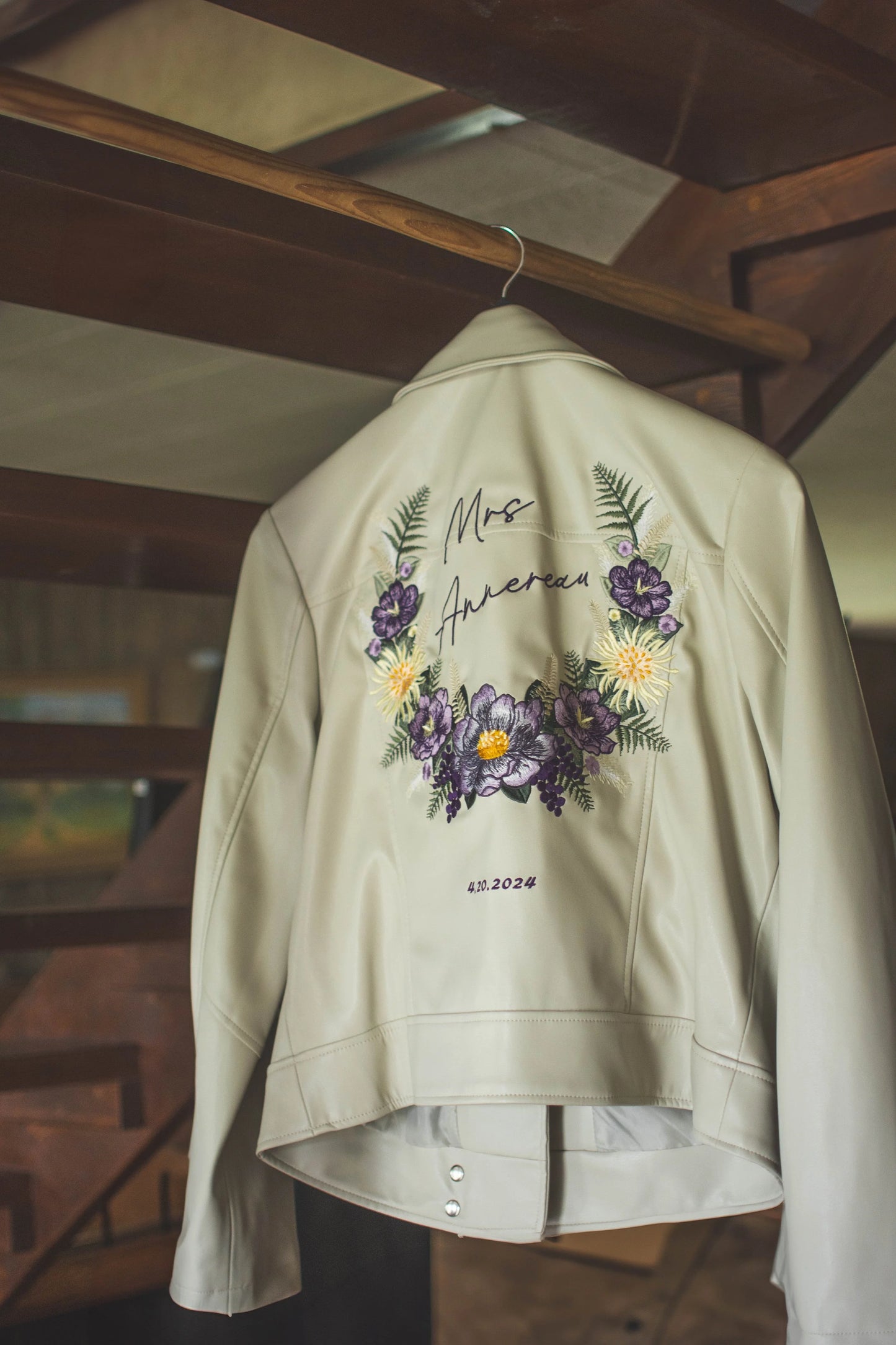 Customisable Bridal Jacket with Purple and Yellow Florals